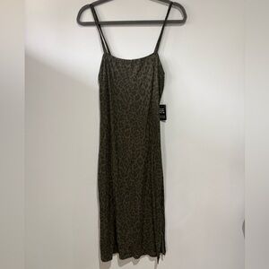 Express Olive Leopard Print Midi Dress